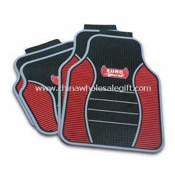 4pcs/Set Red Rubber Floor Mats Fits Most Cars