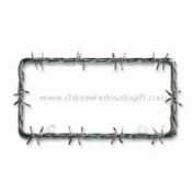 Barbwire License Plate Frame with Chrome Coating images