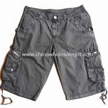 100% Cotton Mens Casual Shorts with Many Pockets and Garment Wash
