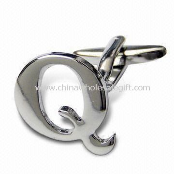 Silver Cufflinks with Delicate Alphabet Logo