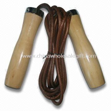 Jump Rope with Wood Handles and 274cm Length Made of Leather