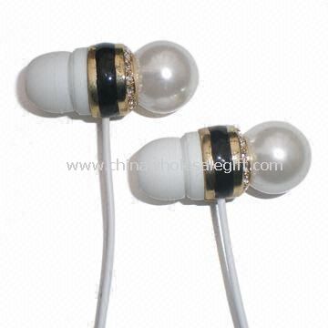 Wired Earphones with Pearl, for MP3, MP4, iPad, iPhone