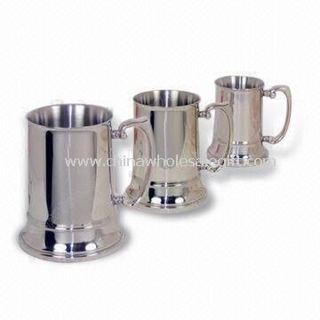 Double Wall Stainless Steel Beer Mugs with 580mL Capacity and Zinc Alloy Handle