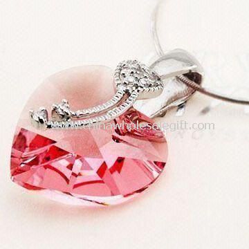 Heart Shaped Necklace Made of Crystal Rhinestone and Zinc-alloy