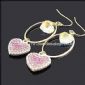 Heart-shaped boucles d&#39;oreilles ornés de strass et de cristal small picture