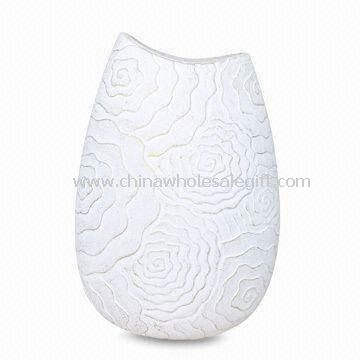 گلدان تزئینی دستباف عتیقه شستشو سفید رنگ