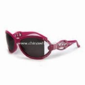 Sunglass Red Frame with Temples Crystal Diamond and PC Lens images