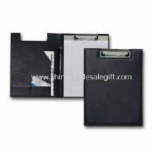 Wire Clip Folder w/ Padded Cover Made of Simulated Leather Materials, and 20 Sheets Notepad images