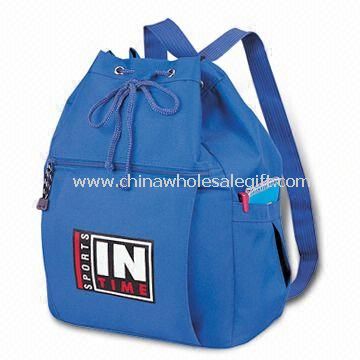 Deportes Drawstring Mochila con dos bolsillos laterales abiertos