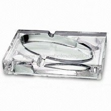 Glass Ashtray in Square Shape, Measuring 12.8 x 8.3 x 2.8cm images