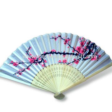 Ventilador de la mano, hecho de bambú, disponible con impresión de la flor