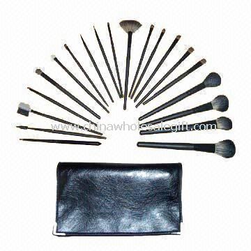 20-piece Cosmetic Brush Set with Fine Imitation Leather Handbag