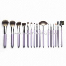 Cheveux synthétiques de 16 pièces cosmétiques Brush Set avec manche en bois dans des couleurs assorties images