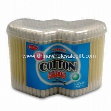 Plastic Stick Cotton Buds with 300 Pieces, Packed in Double Heart-shaped Box