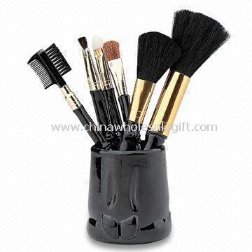 Professionel kosmetisk/Makeup børste sæt med plastik håndtag, lavet af dobbelt drukne Gedehår