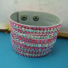 11 Row Pink Real Leather Bracelet images