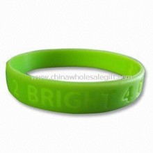 Yellow Green Silicone Bracelet/Bangle/Wristband with Embossed or Debossed Logos images