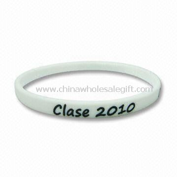 Promotional Silicone Bracelet with Printed Customized Logos, Various Colors are Accepted