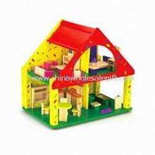 Casa de muñecas de madera, adecuado para niños que juegan, medidas 41 x 41 x 9 cm images