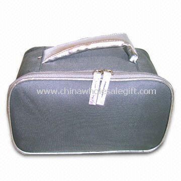 Cosmetic Bag with Double Zipper, Made of 600D Polyester PVC Material