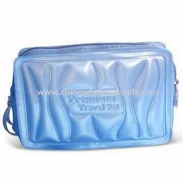 Eco-venlig kosmetik taske, fremstillet af PVC, PEVA eller EVA, fås i blå