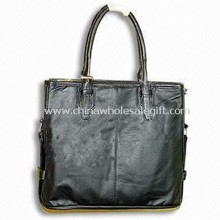 Leather Handbag/Shoulder Bag with Double Handle and Main Pocket images
