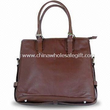 Leather Handbag with Long Strap for Shoulder and Short for Hand
