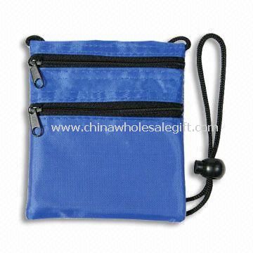 Portafoglio di collo, in Nylon 420D, con 2 tasche con zip