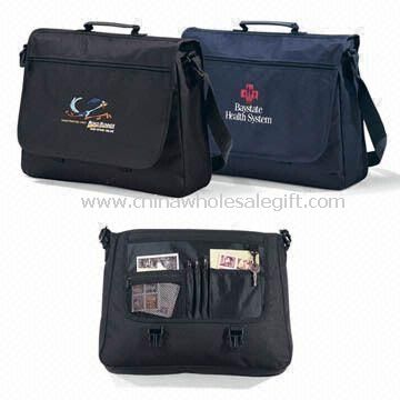 Nylon Messenger/Conference Bags with Multi-pocket Organizer and Key Ring Under Front Flap
