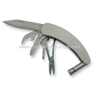 Couteau de poche multifonction illuminateur avec lame en acier inoxydable