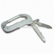 Carabiner Pocket Knife with LED Flashlight, Measuring 8.8cm images