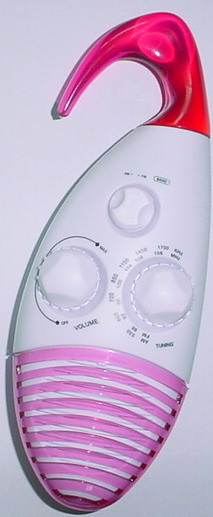 AM/FM two band shower radio with speaker and hook