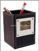 Leather Case Pen Holder Clock images