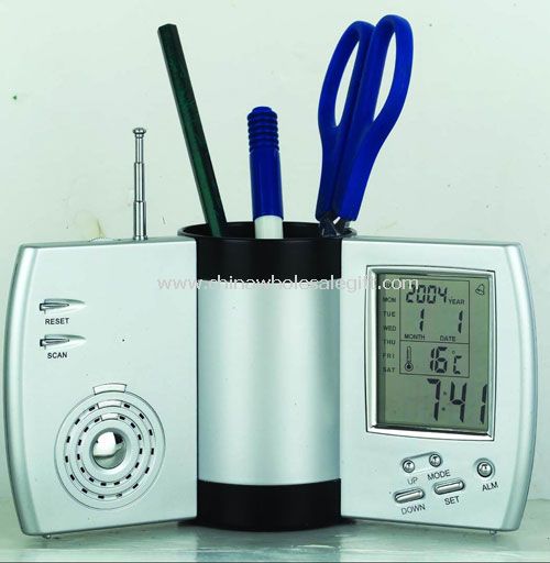 Rotary Penholder With Radio And Calendar