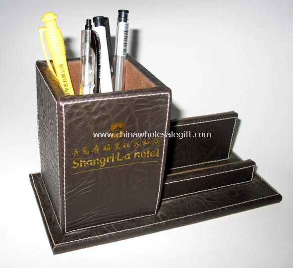 Wood and PU Pen Holder