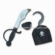 Pirate jouets Set de 3 pièces, en plastique, comprend Broadsword, bandeau sur le œil et crochet images