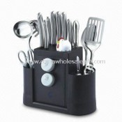 19 Pieces All-in-one Kitchen Knife Set with 7 Pieces Knives, All Knives with S/S + ABS Handles images