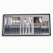 24 Pieces Tableware Set with Plastic Handle, Includes Fork, Spoon, Knife and Teaspoon images