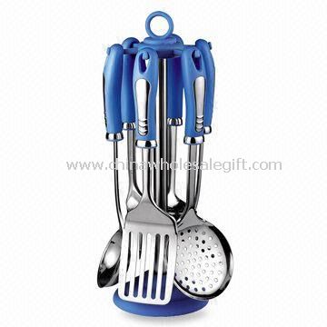 Plastic Handle Kitchen Utensil Set with 1.0mm Thickness