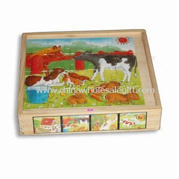 Spielzeug Puzzle, hergestellt aus massivem Holz oder Sperrholz, misst 20,5 x 20,5 x 4 cm