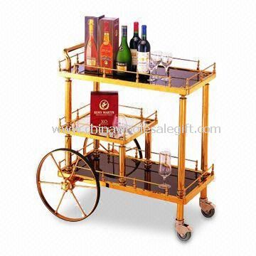 Electroplated Food Trolley, Made of Stainless Steel and Wood, Measures 820 x 425 x 970mm