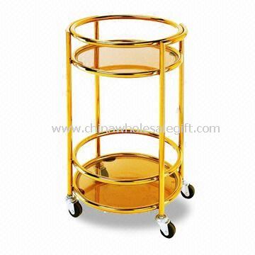 Food Trolley, Made of Stainless Steel and Wood, Measures 400 x 675mm