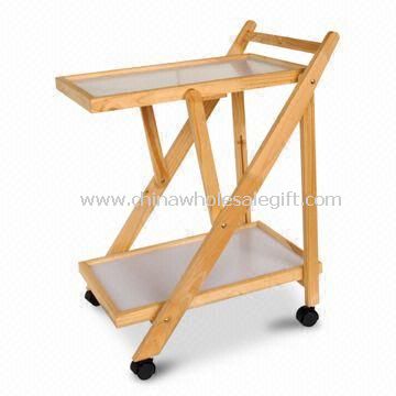 Kitchen Trolley with 4pcs Wheel, Made of Solid Pine Wood