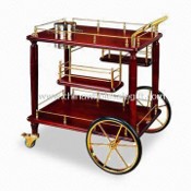 Food Trolley, Available in Brass Wood Color, Measuring 800 x 500 x 830mm images