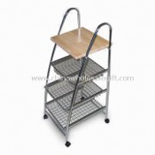 Küche-Trolley mit 4 Ebenen und Holzplatte, Abmessungen 31 x 34 x 77 cm images