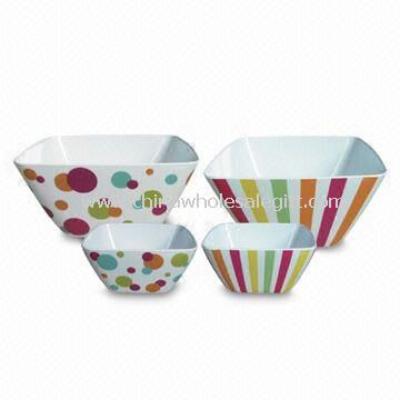 Melamine Salad Square Bowl with Heat Resistance, Available in Various Designs