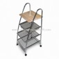 Kitchen Trolley with 4 Tiers and Wooden Board, Measuring 31 x 34 x 77cm small picture