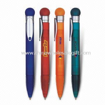 Plastic Ball-point Pen with Transparent Rubber Grip
