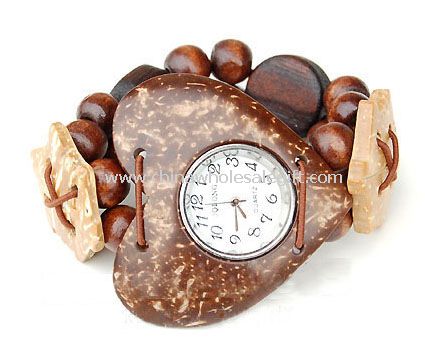 Relógio de casca de coco natural