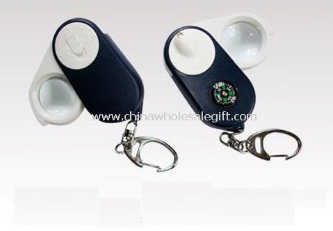 LED Magnifier Keychain with Compass